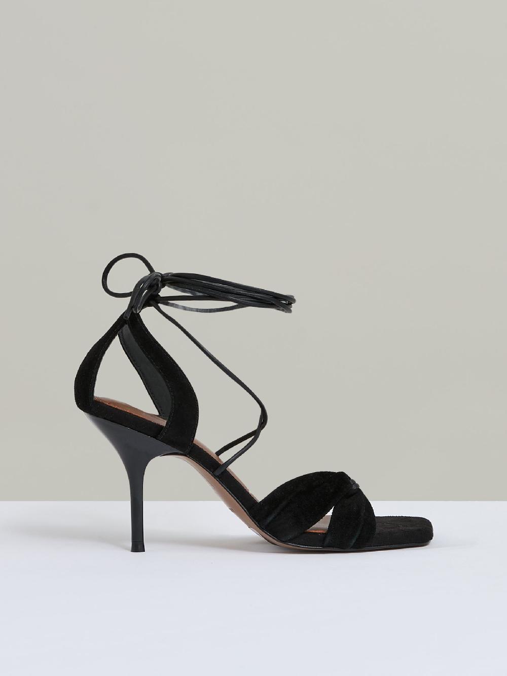 Reiss Suede Strappy Heeled Sandals In Black