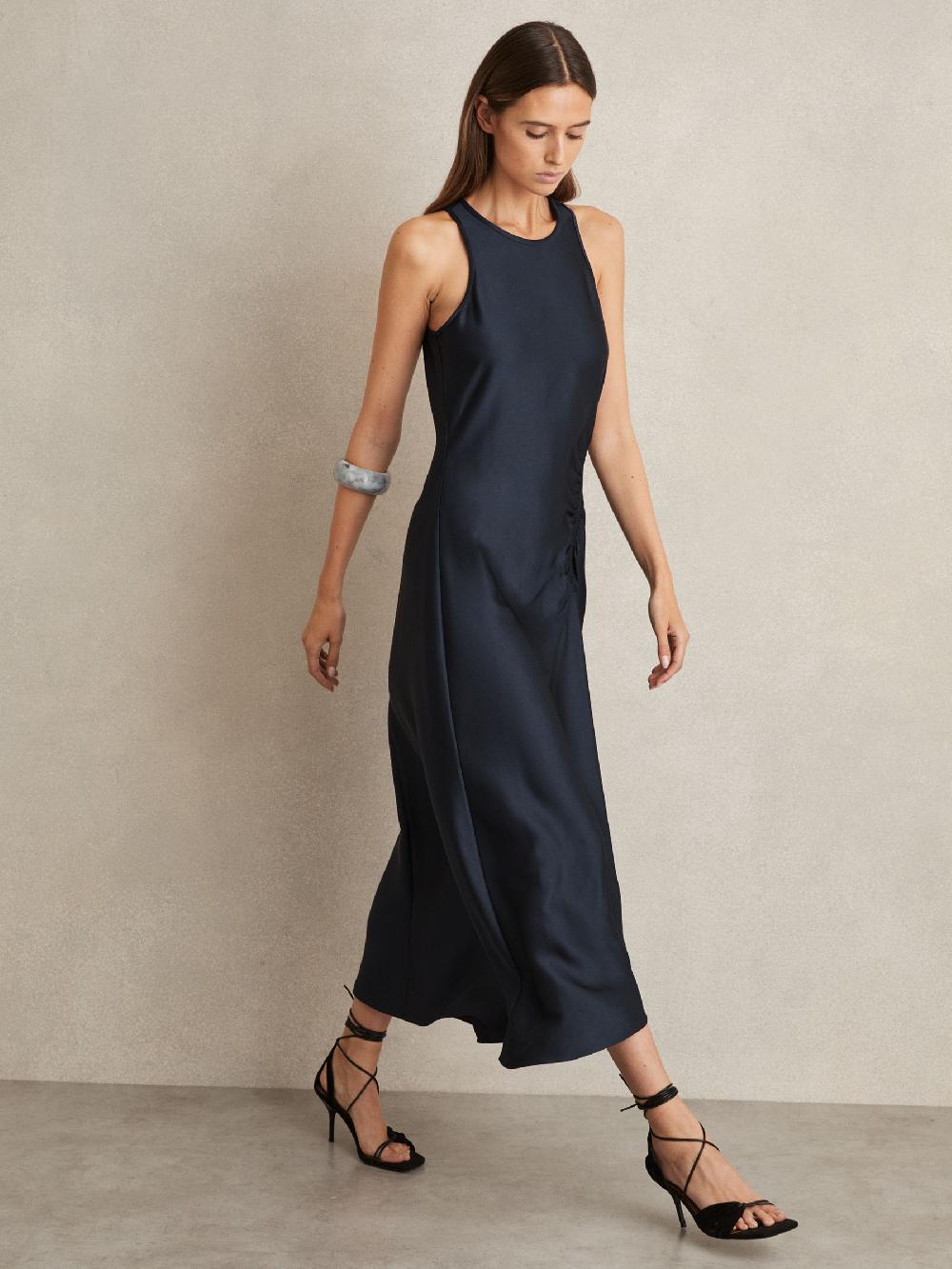 Reiss Suede Strappy Heeled Sandals In Black