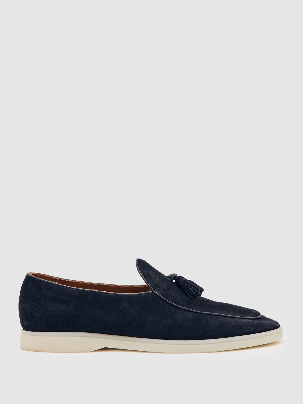 Reiss Suede Tassel Loafers In Navy