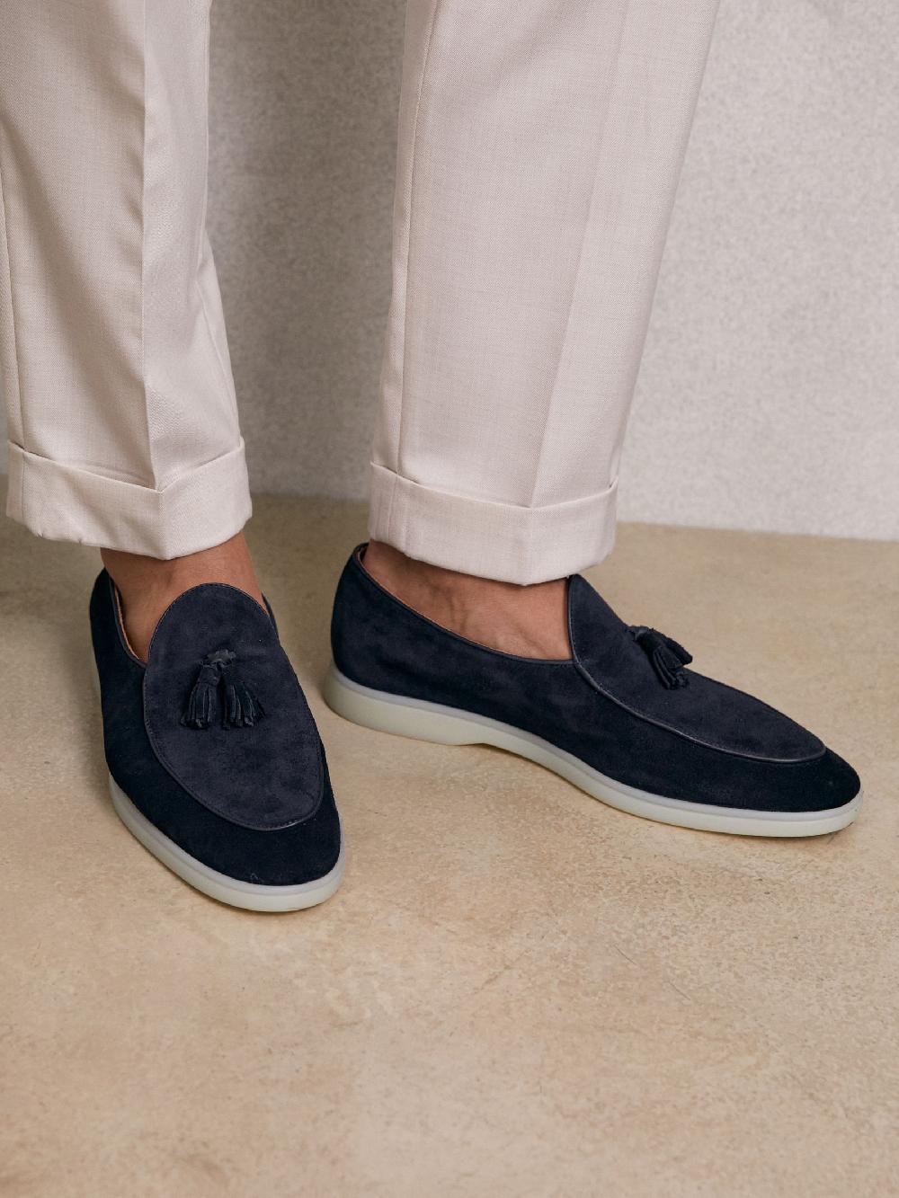 Reiss Suede Tassel Loafers In Navy