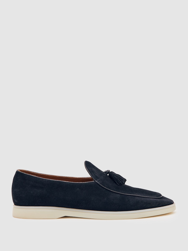 reiss Suede Tassel Loafers in Navy