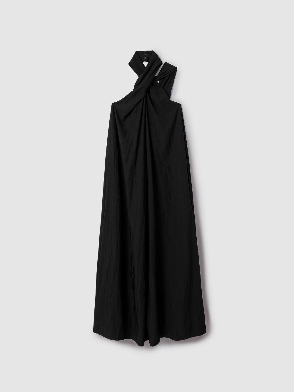 Reiss Taffeta Halter Neck Maxi Dress In Black