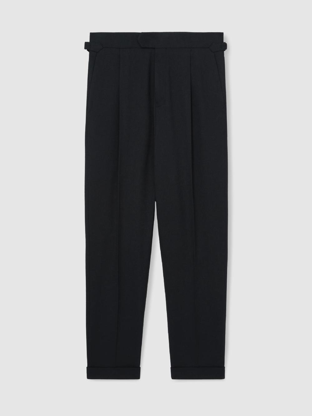 Reiss Tailored-Fit Herringbone Trousers In Navy