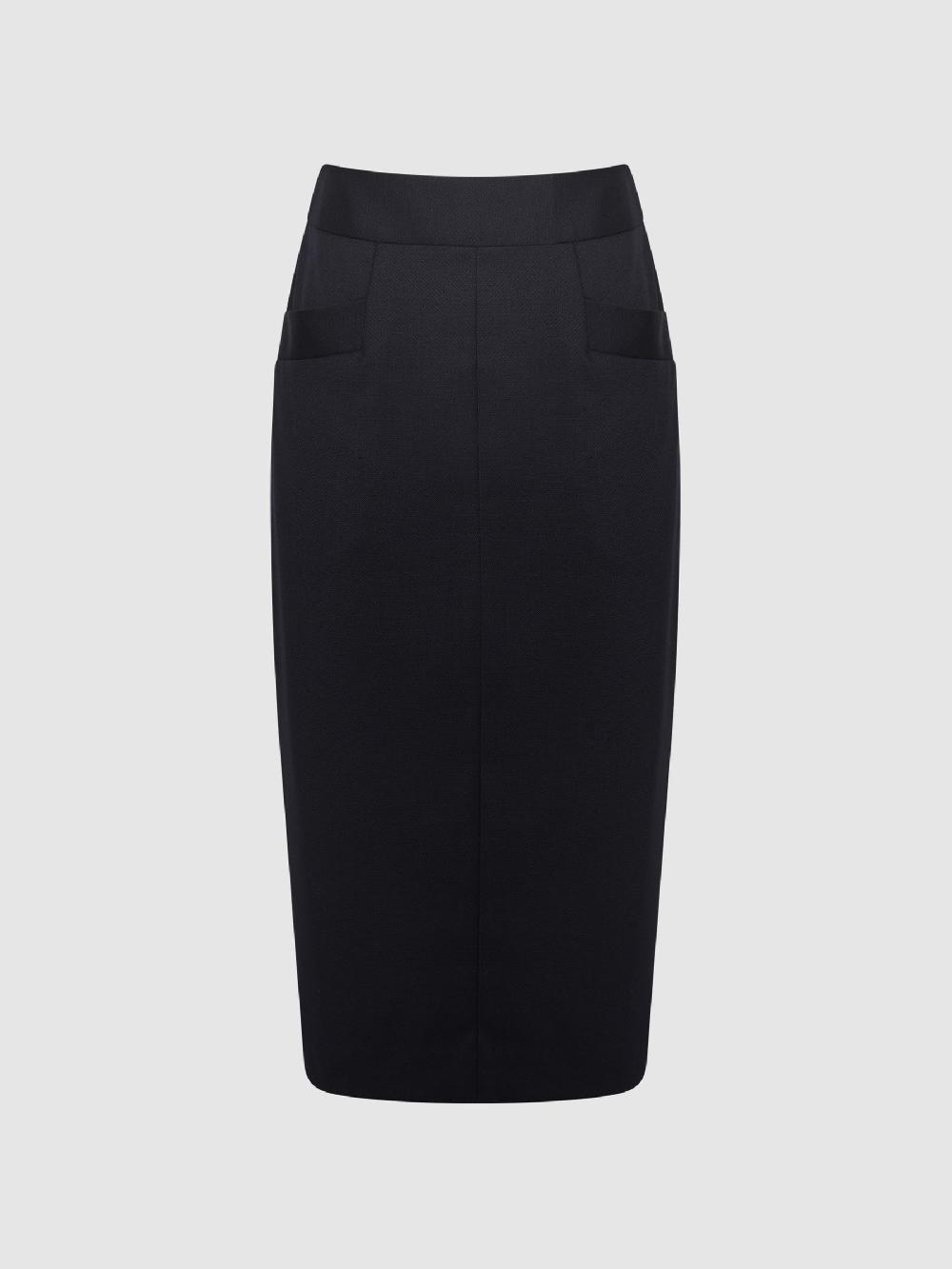 Reiss Tailored Pencil Skirt In Navy