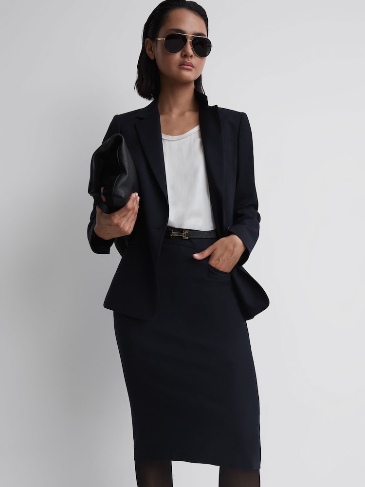 reiss Tailored Pencil Skirt in Navy