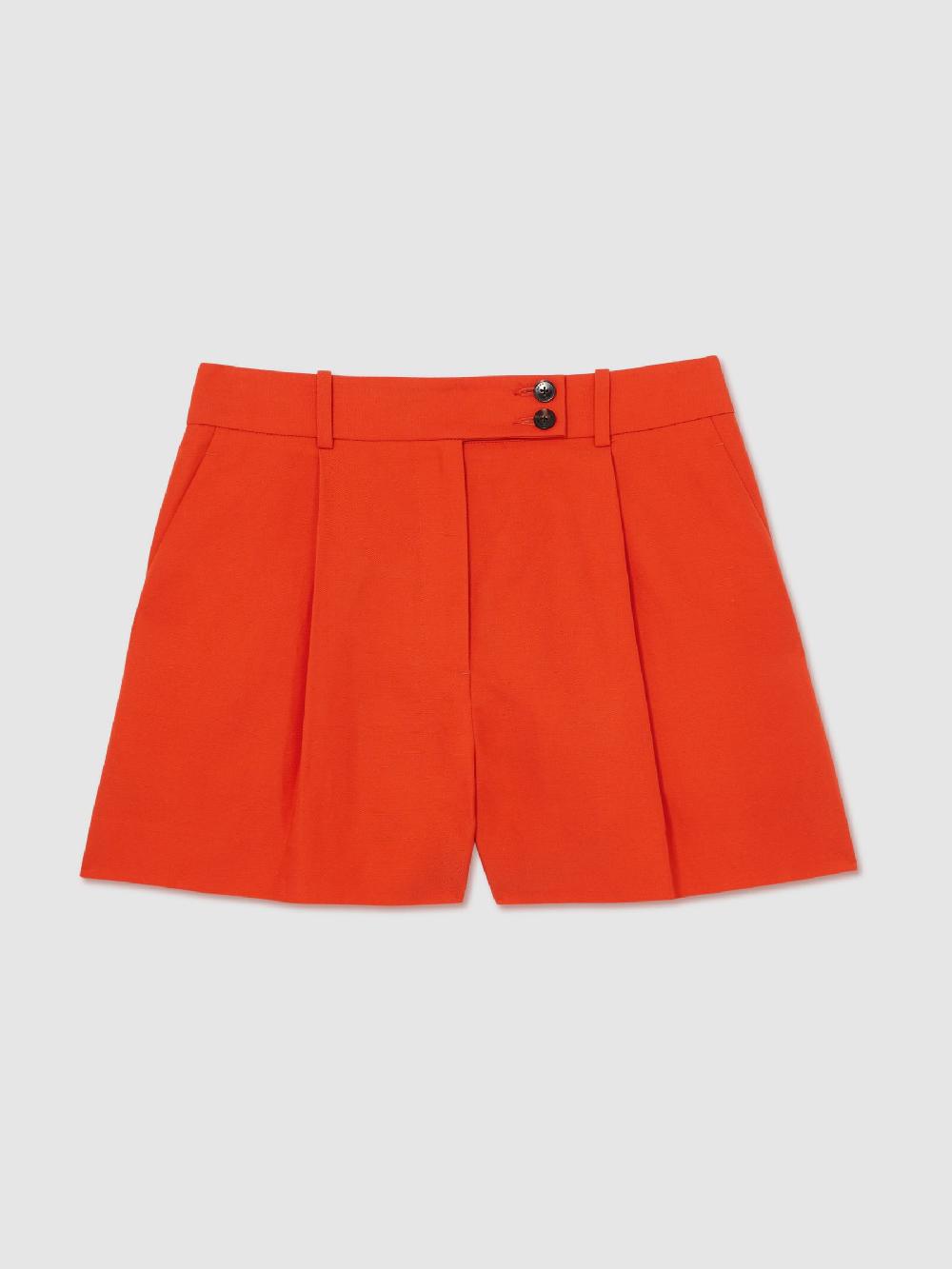 Reiss Tailored Shorts With Linen In Orange