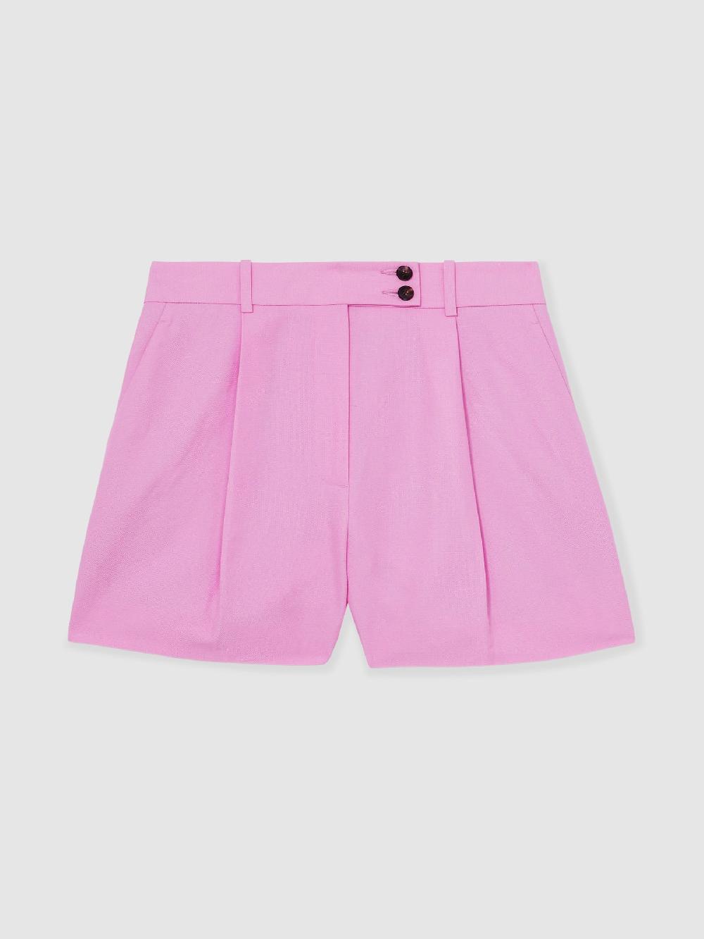 Reiss Tailored Shorts With Linen In Pink