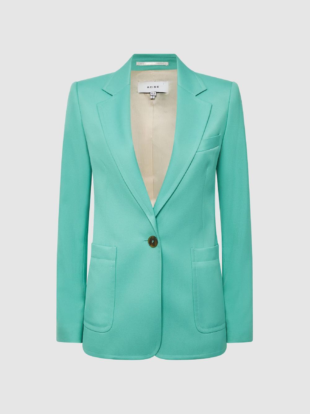 Reiss Tailored Single Breasted Blazer In Green