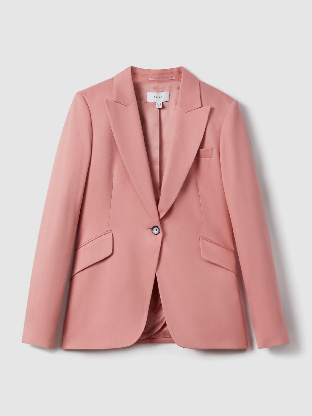 Reiss Tailored Single Breasted Suit Blazer In Pink