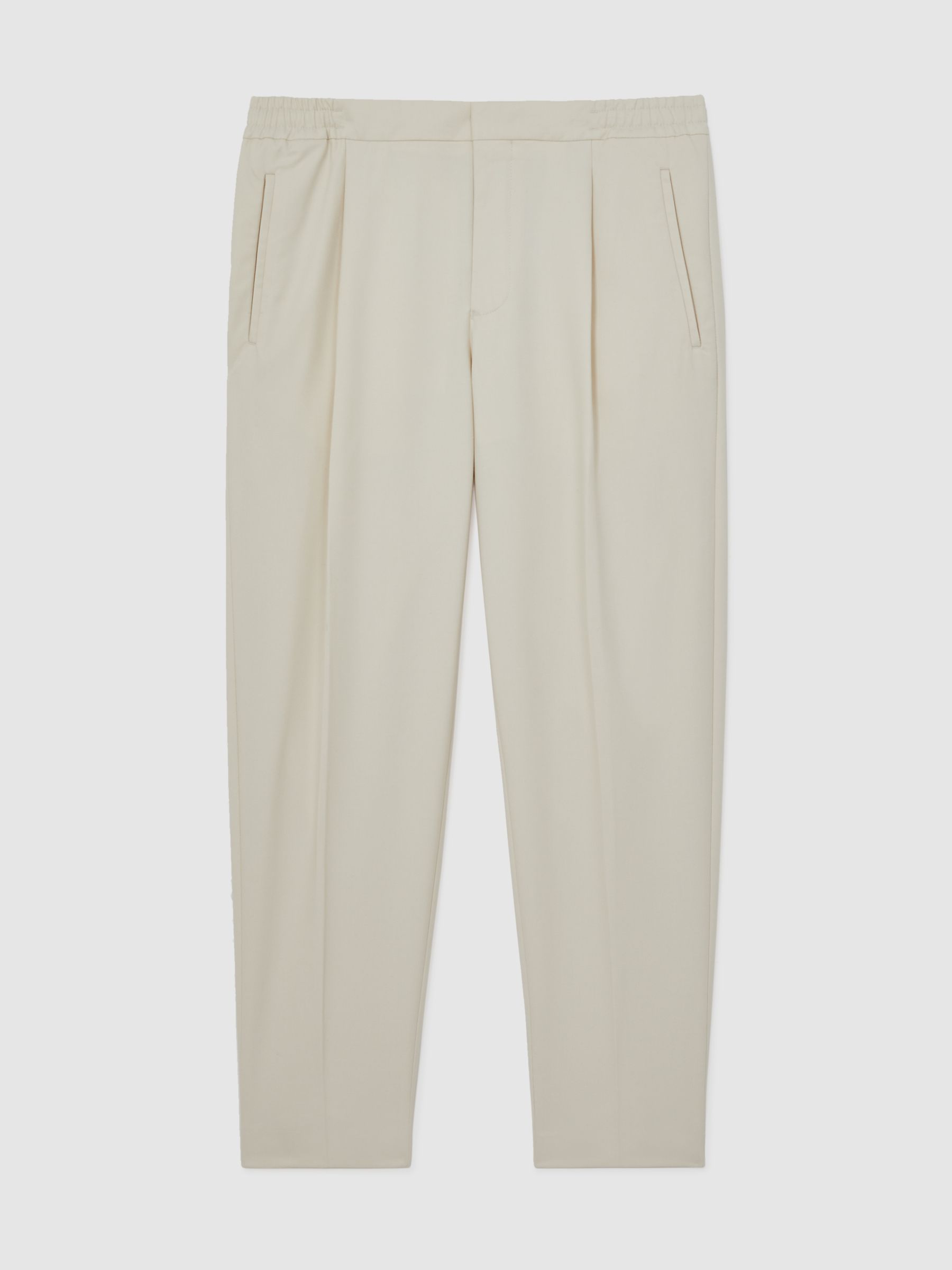 Reiss Tapered Drawstring Tailored Trousers In Ecru