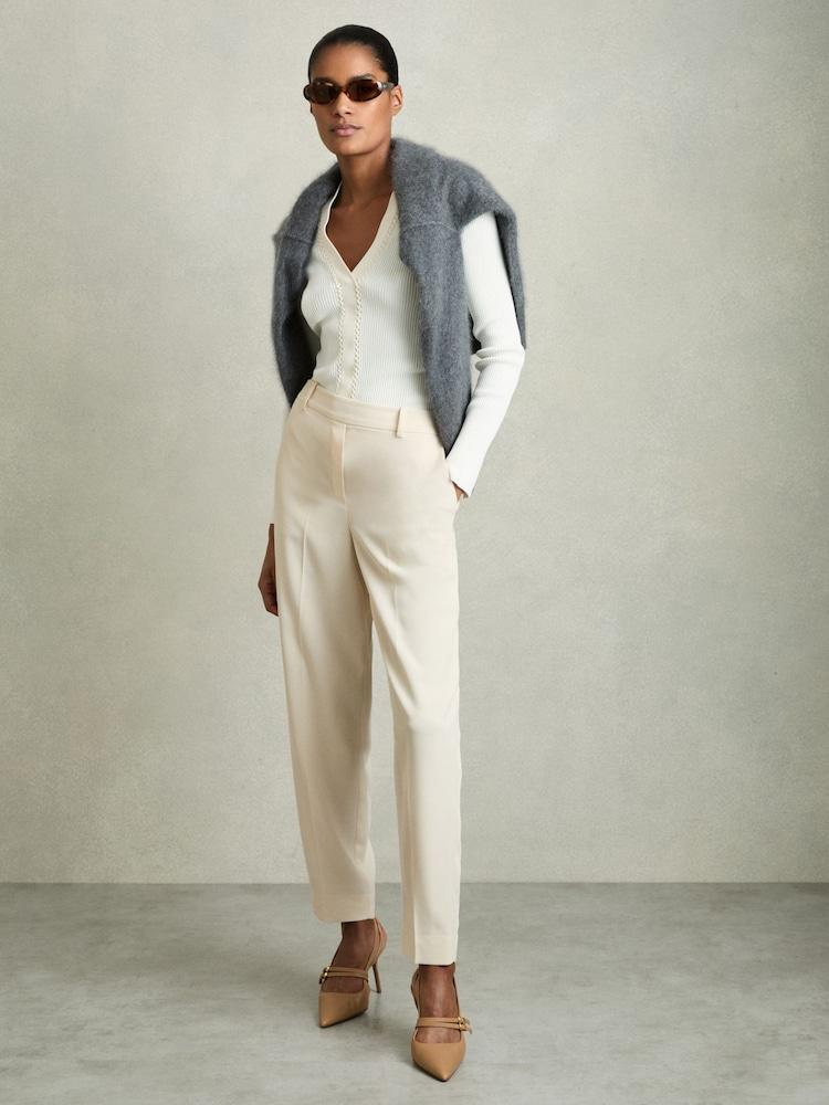 reiss Tapered Elasticated-Waist Trousers in Cream
