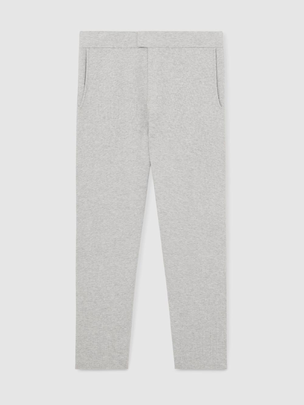 Reiss Tapered Fit Knitted Trousers In Soft Grey