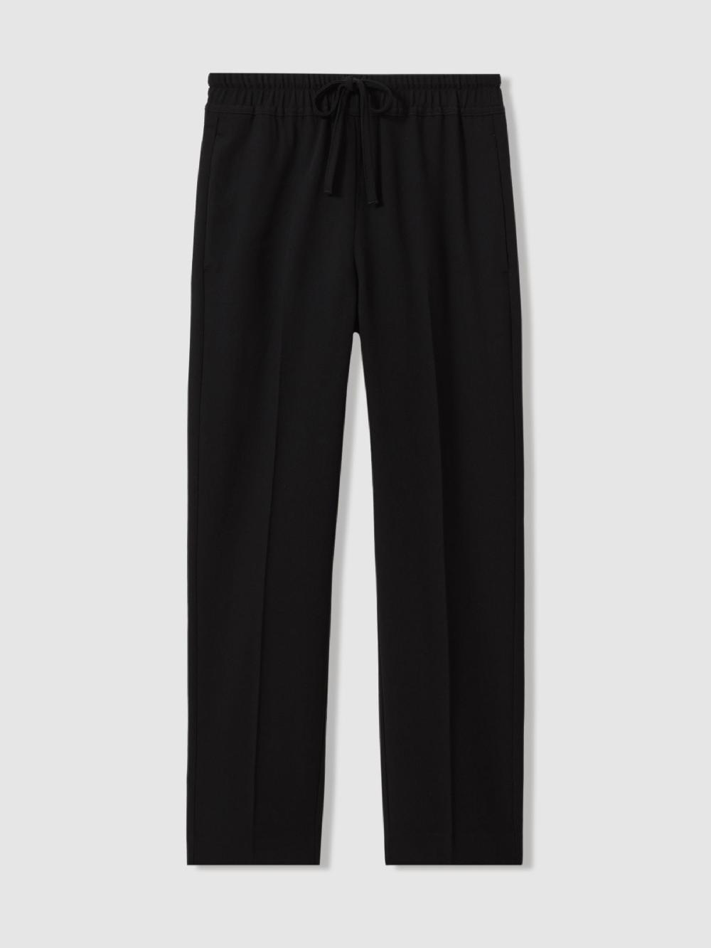 Reiss Tapered Pull On Trousers In Black