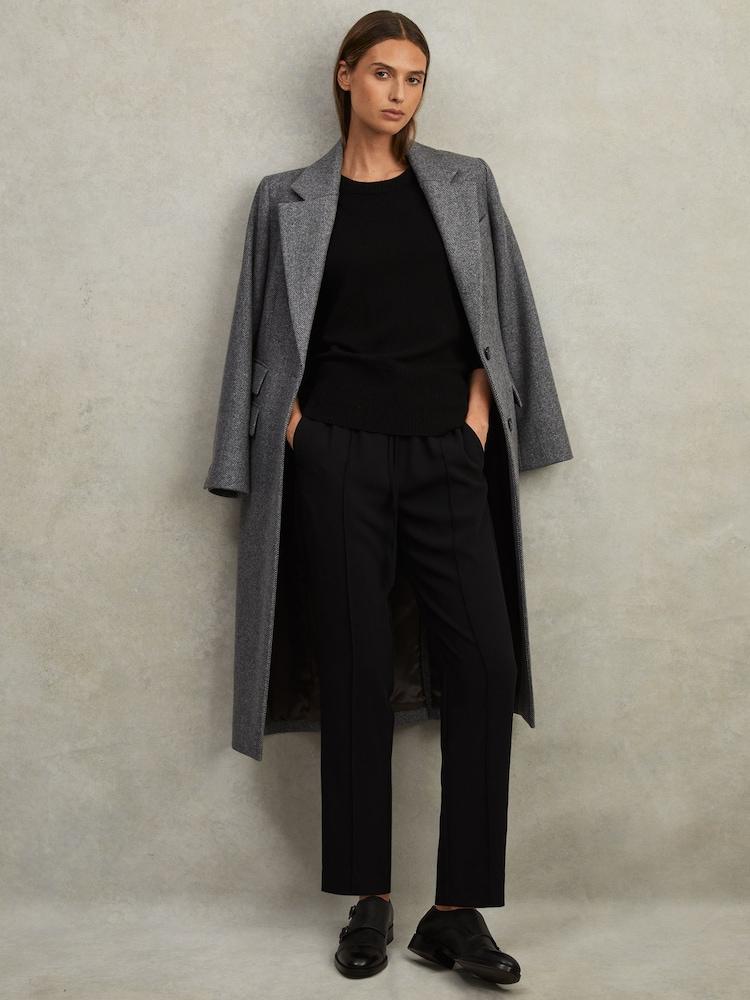 reiss Tapered Pull On Trousers in Black