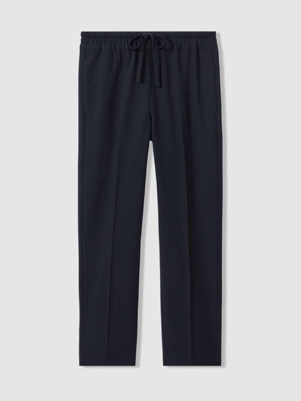 Reiss Tapered Pull On Trousers In Navy