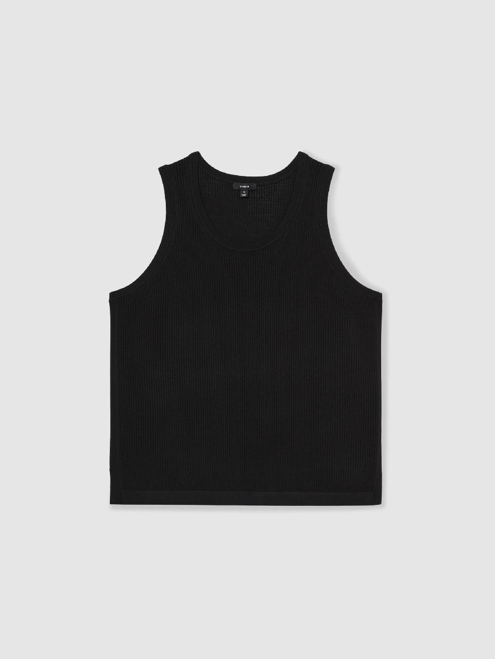 Reiss Textured Crew Neck Ribbed Vest In Black