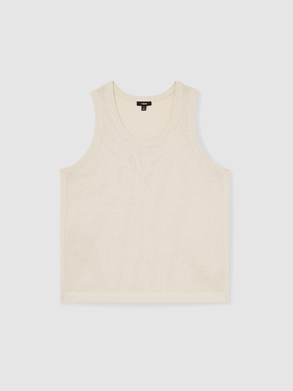 Reiss Textured Crew Neck Ribbed Vest In Off White