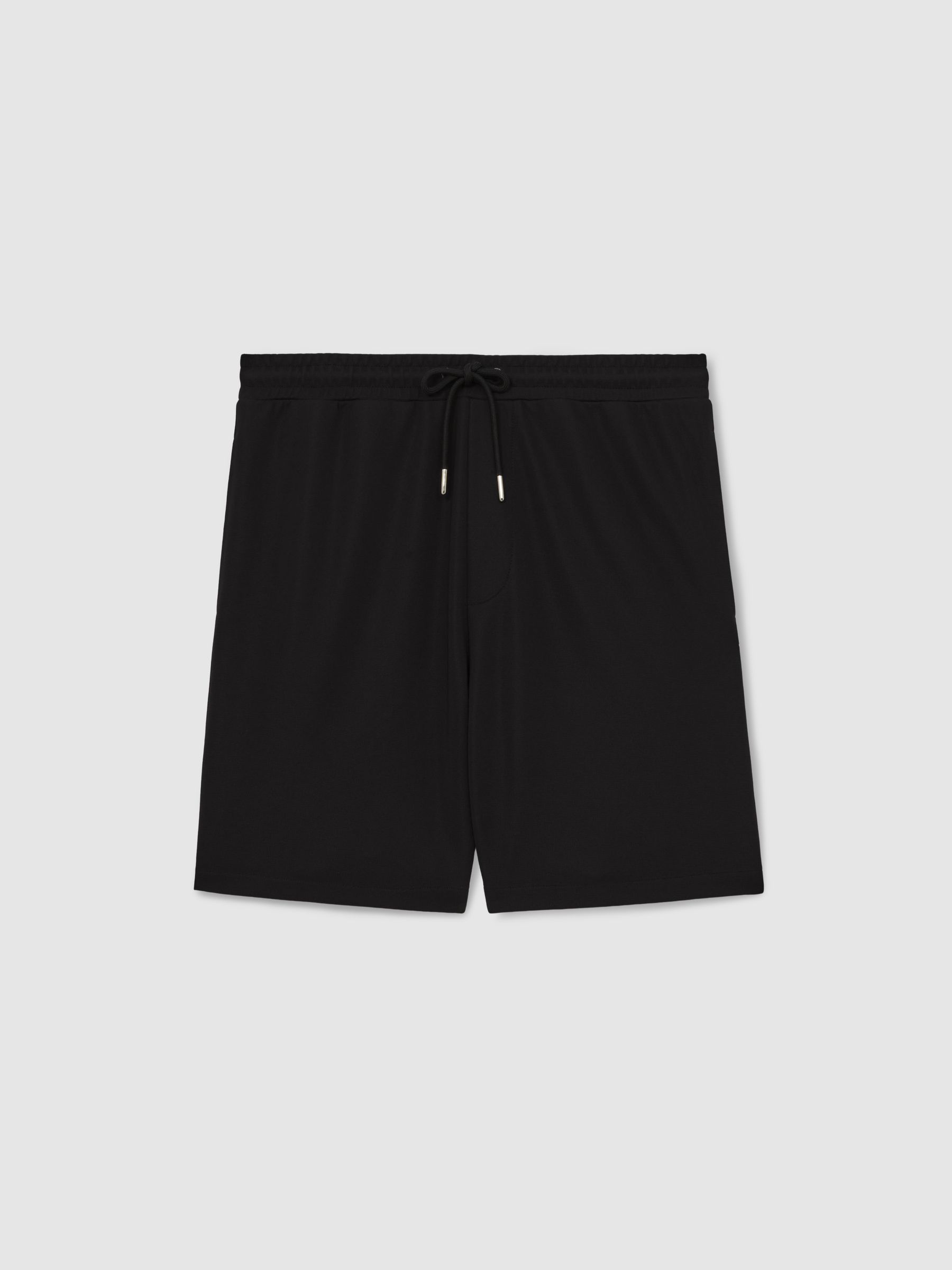 Reiss Textured Drawstring Shorts In Black