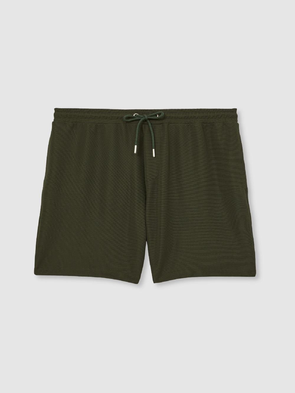 Reiss Textured Drawstring Shorts In Green