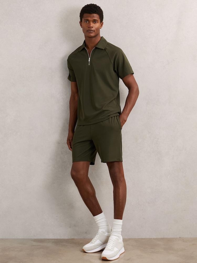 reiss Textured Drawstring Shorts in Green
