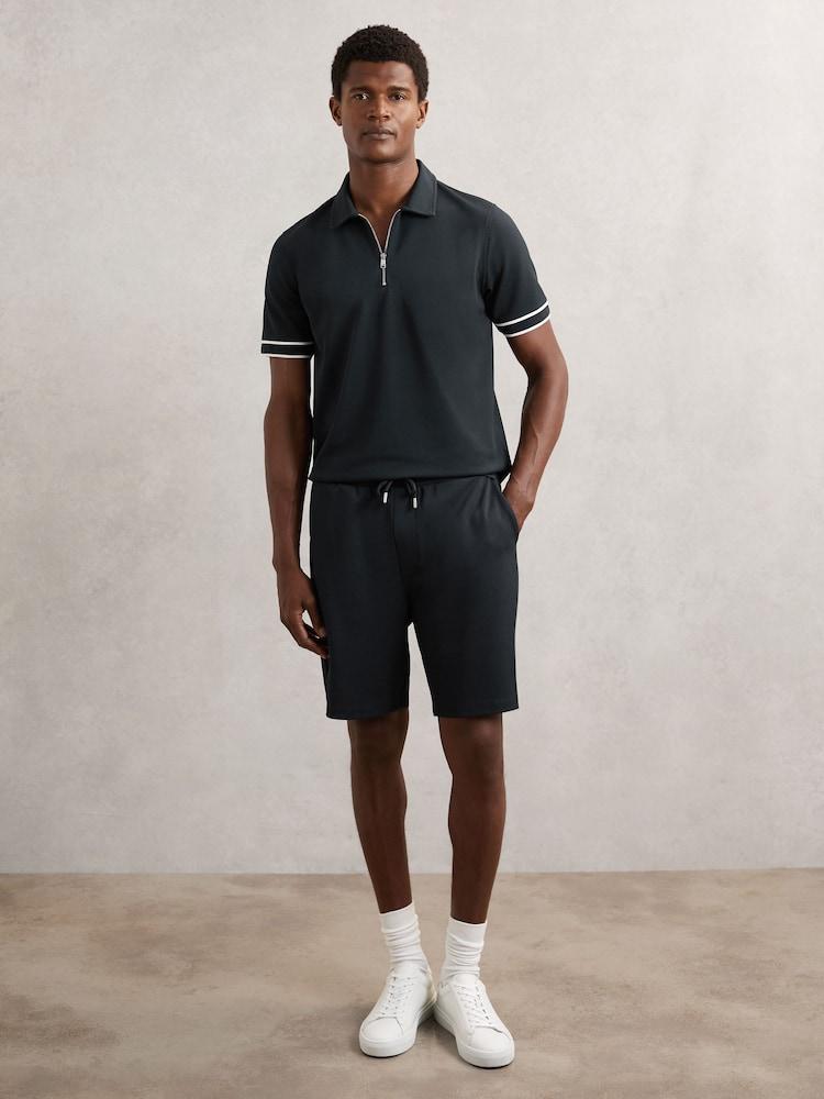 reiss Textured Drawstring Shorts in Navy