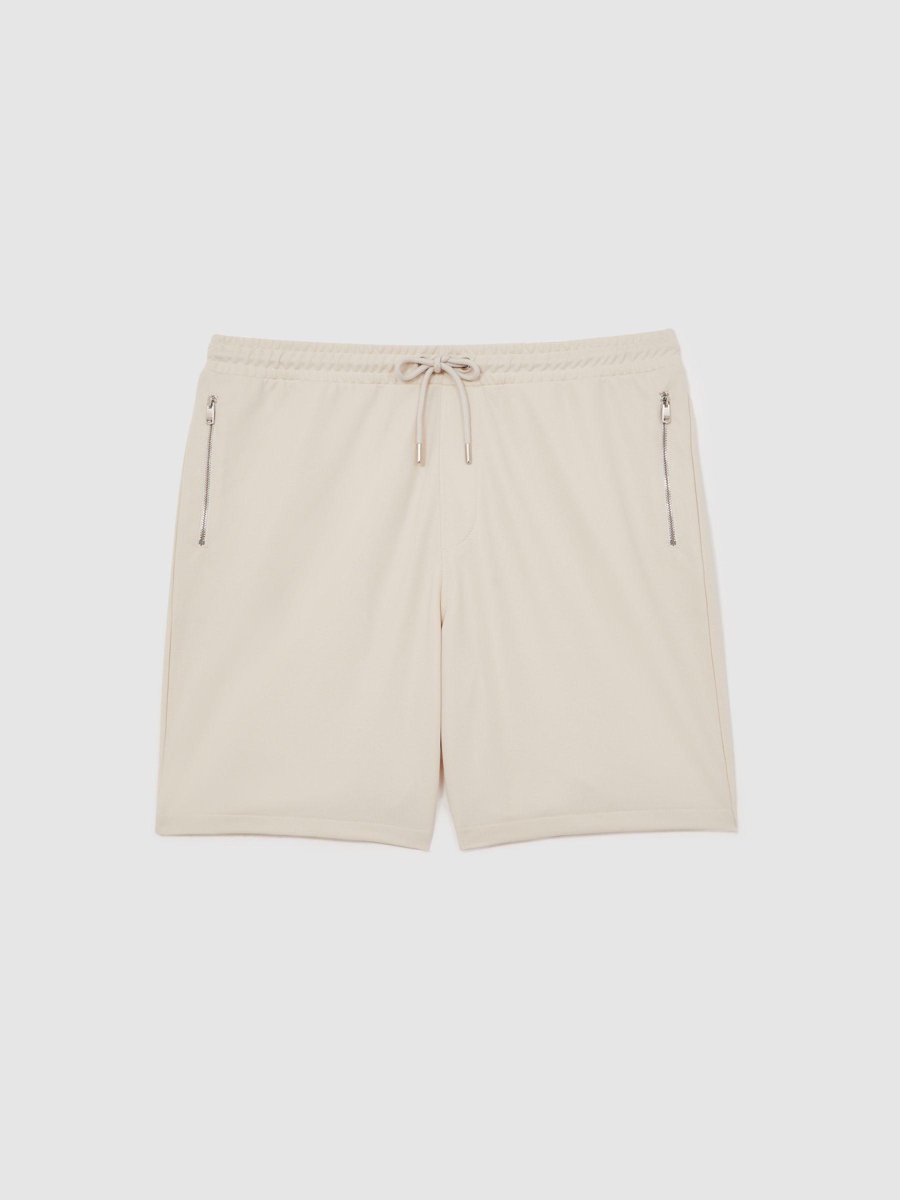 Reiss Textured Drawstring Shorts In Stone