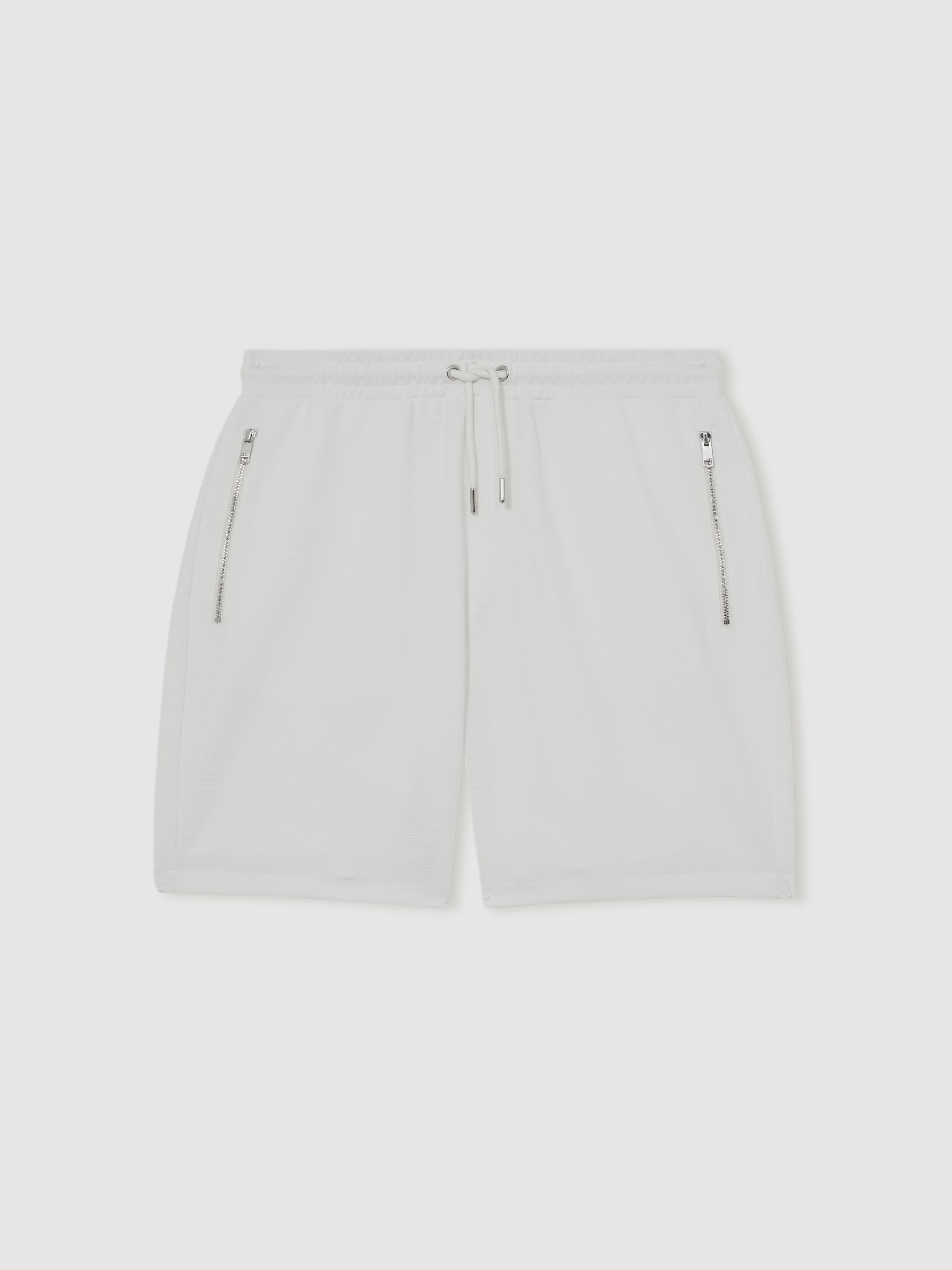 Reiss Textured Drawstring Shorts In White