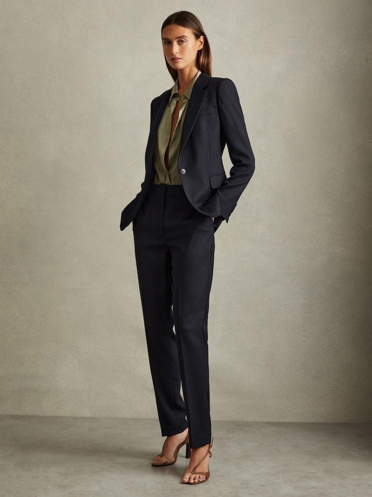 reiss Textured Single Breasted Suit Blazer in Navy