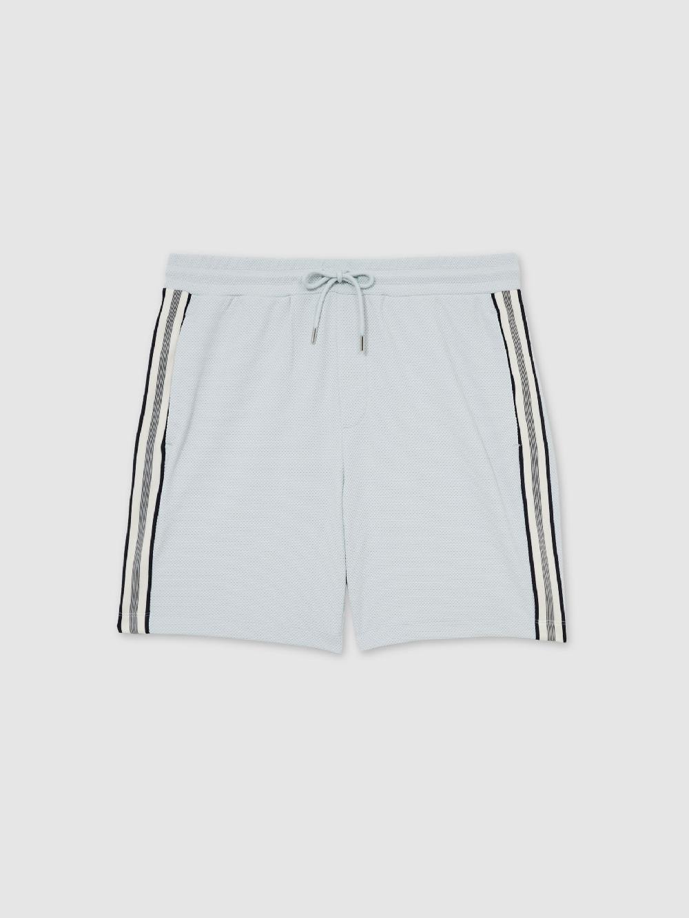 Reiss Textured Tape Drawstring Shorts In Ice Blue