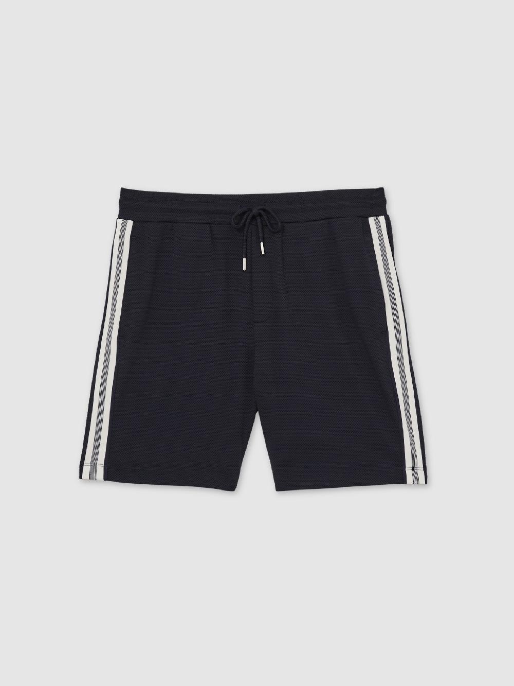 Reiss Textured Tape Drawstring Shorts In Navy