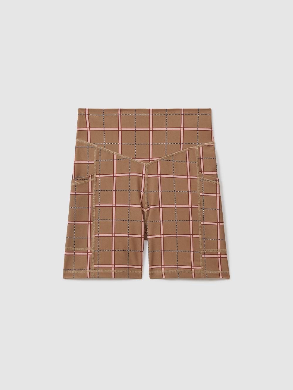 Reiss The Upside Check Spin Shorts In Brown Check
