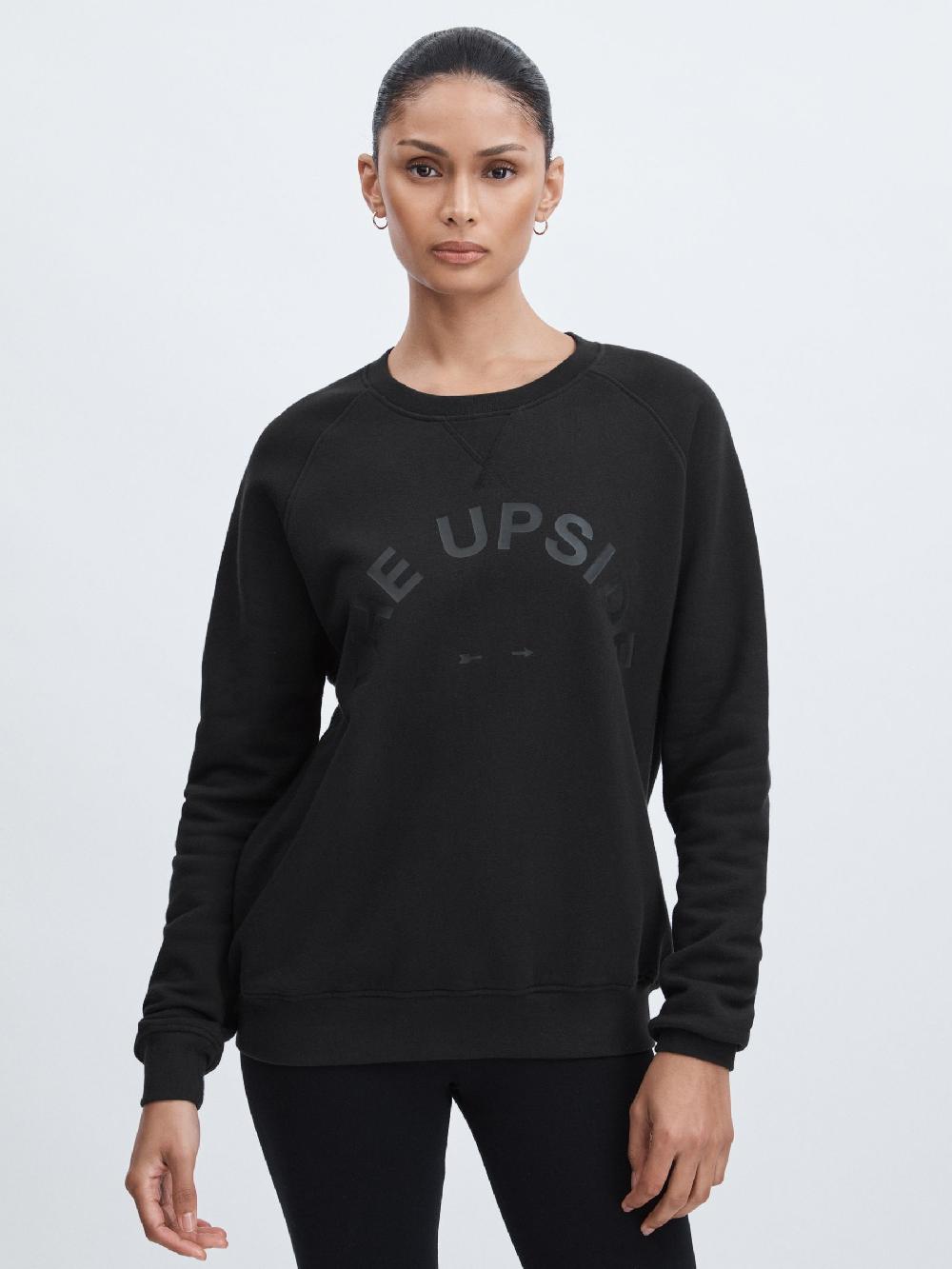 Reiss The Upside Cotton Logo Sweatshirt In Black
