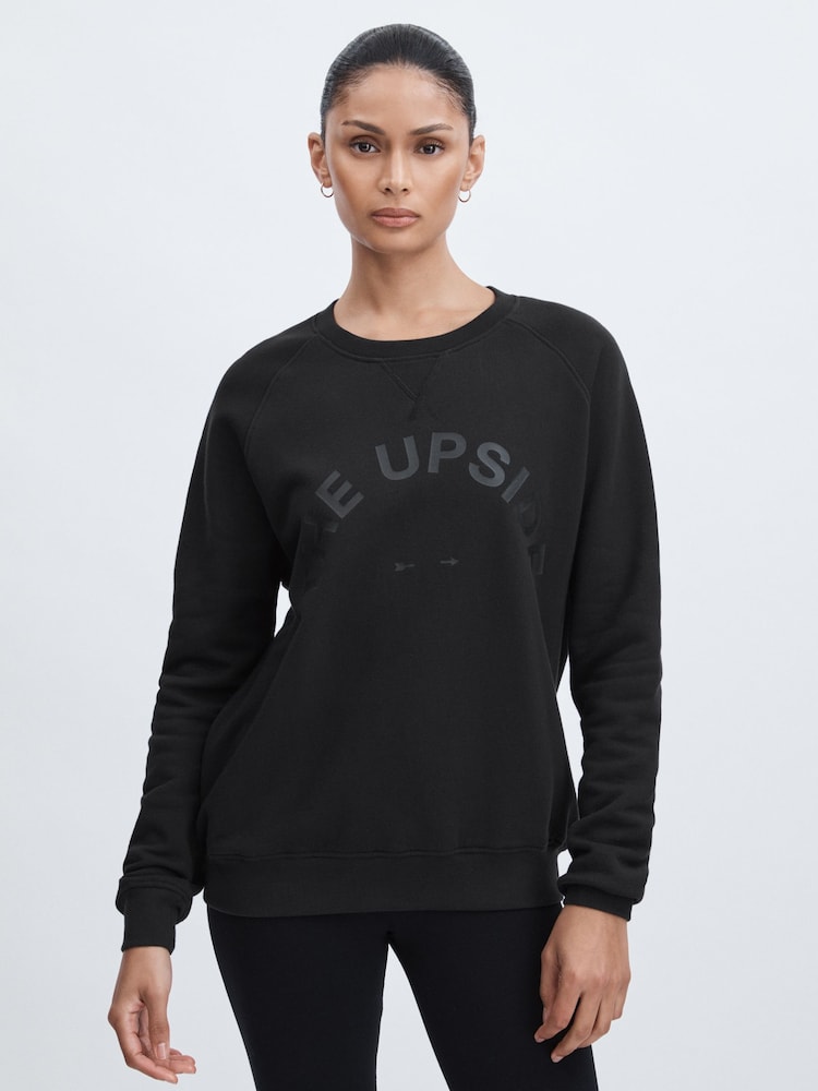 reiss The Upside Cotton Logo Sweatshirt in Black