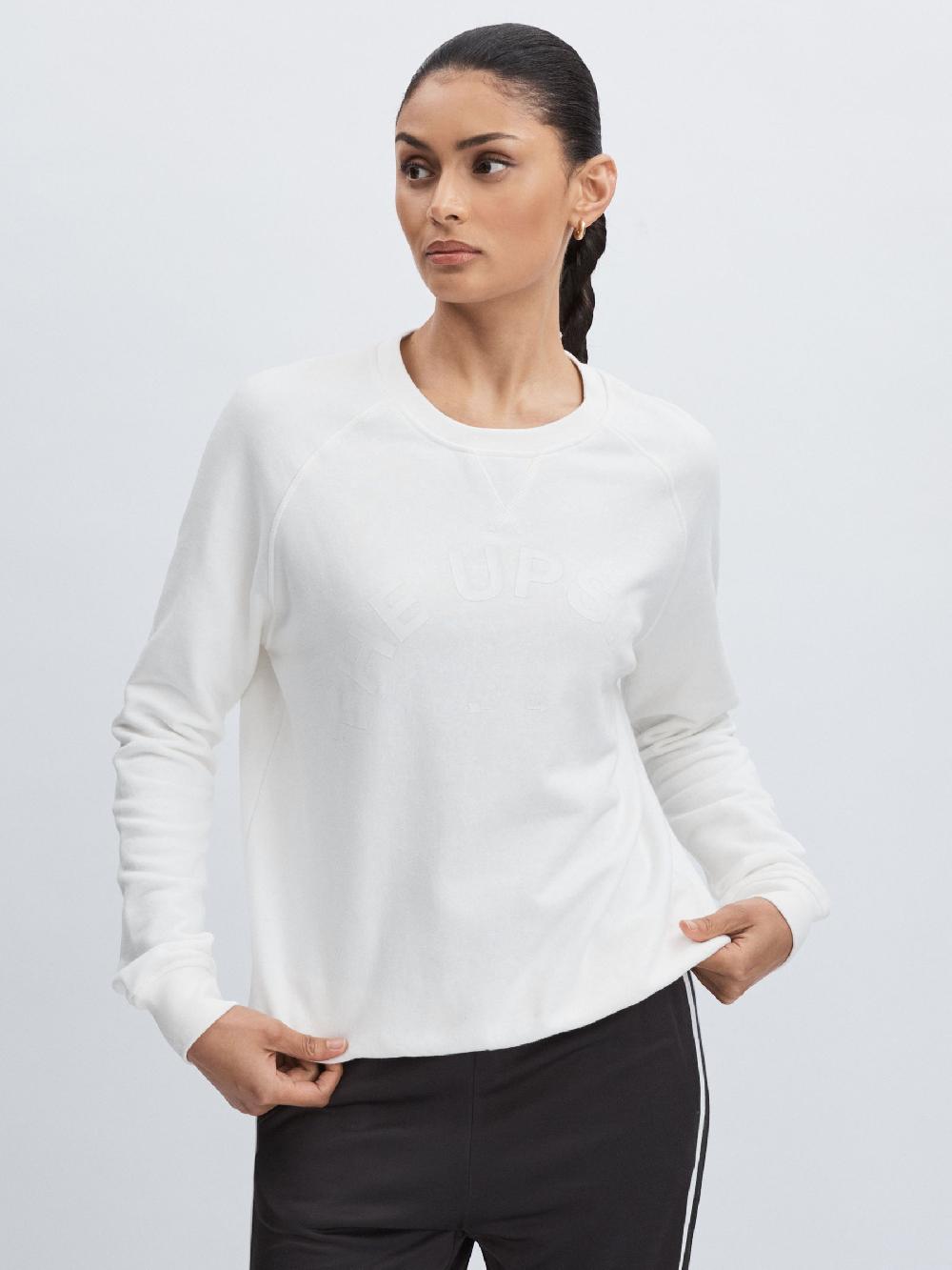 Reiss The Upside Cotton Logo Sweatshirt In White