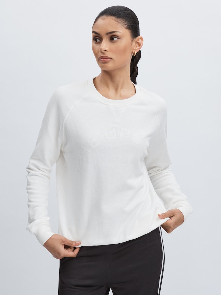 reiss The Upside Cotton Logo Sweatshirt in White