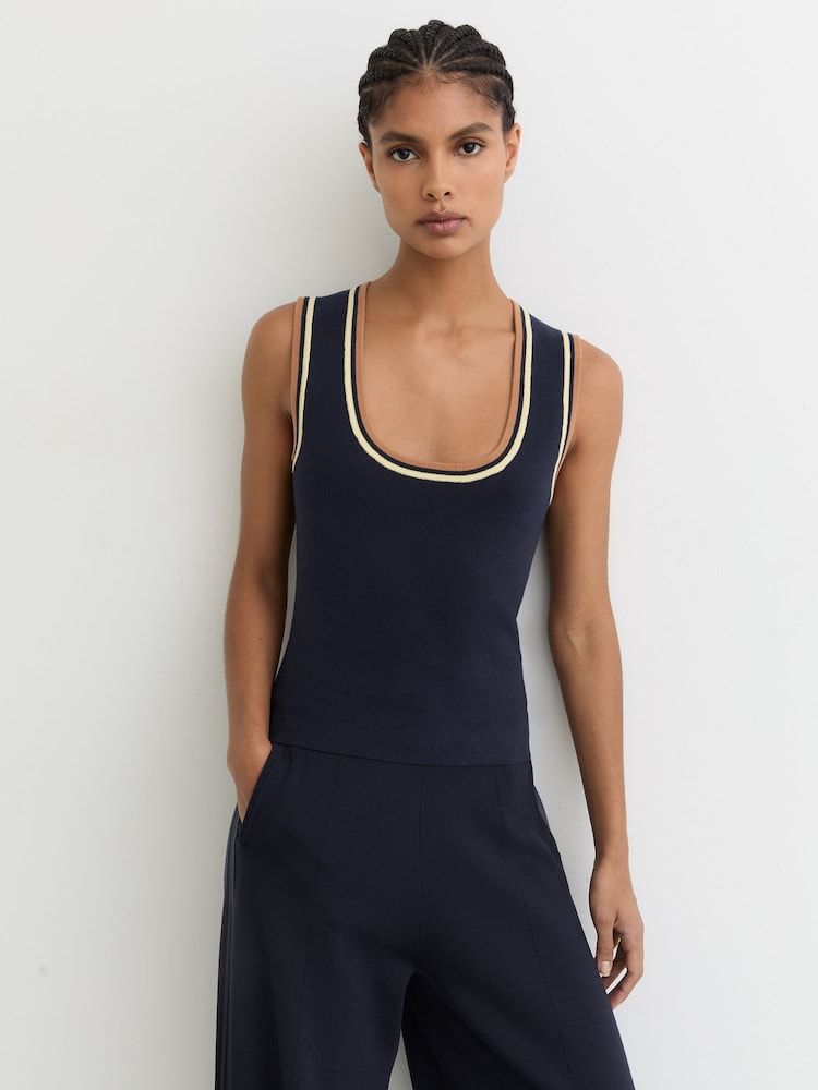 reiss The Upside Knitted Tank Top in Navy