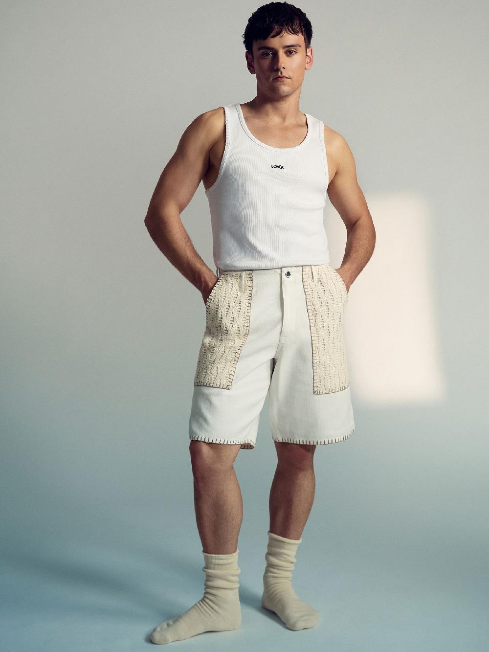 Reiss Reiss | Tom Daley Crochet Denim Shorts In Off White