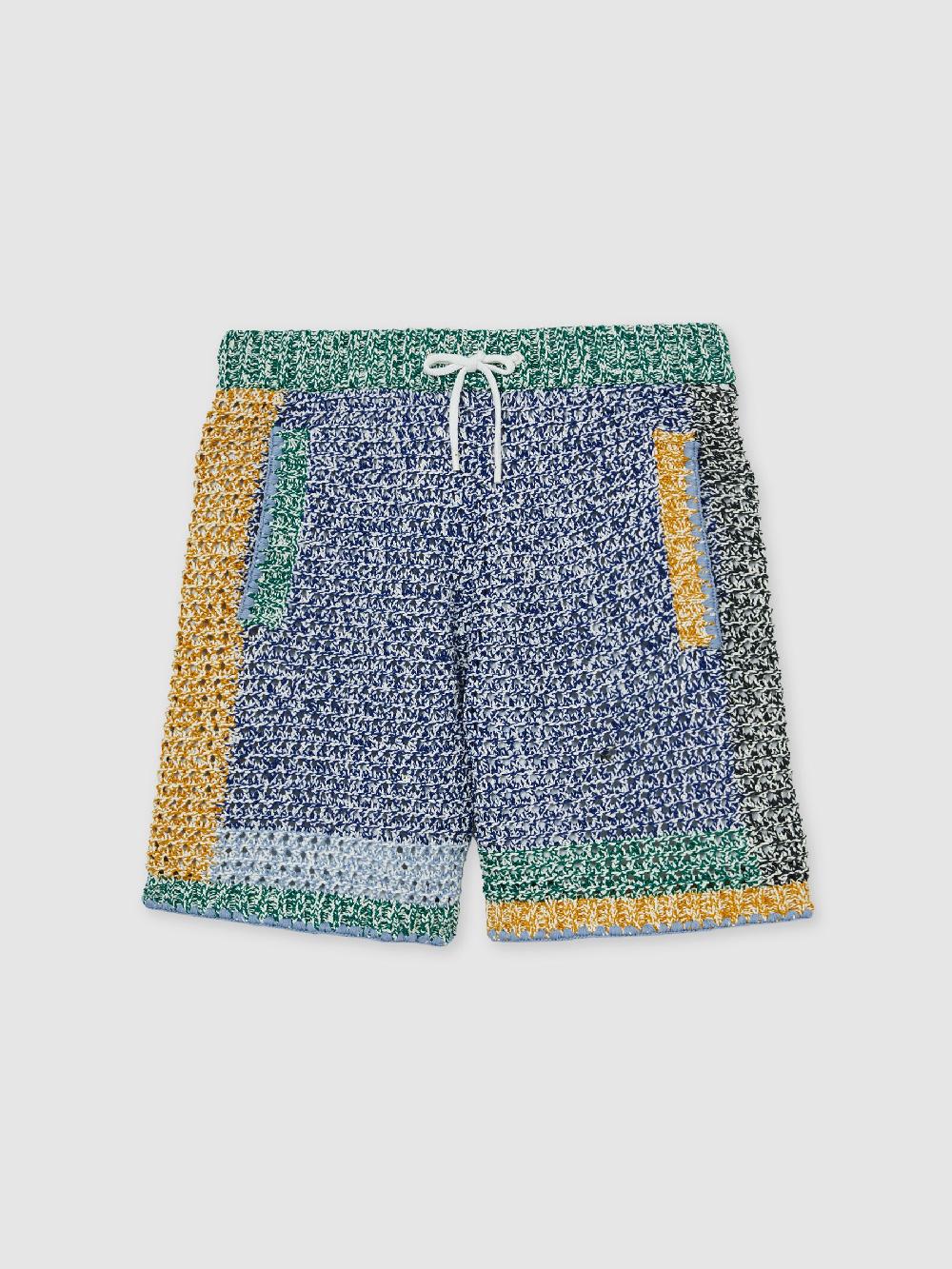 Reiss Reiss | Tom Daley Crochet Panel Shorts In Yellow/Green/Blue Multi