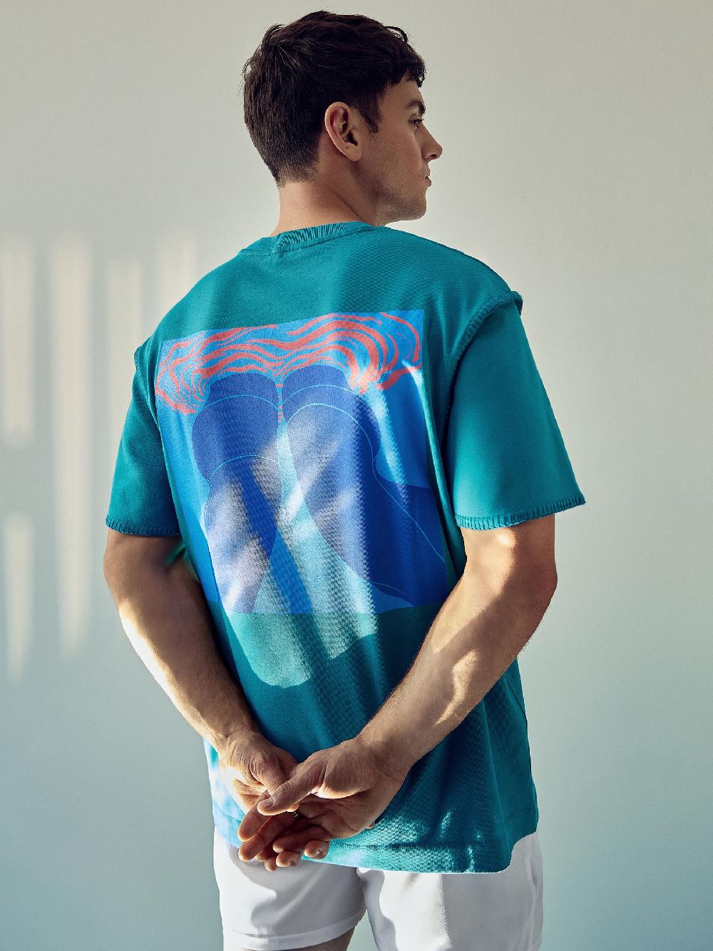 Reiss Reiss | Tom Daley Graphic-Print T-Shirt In Teal Green