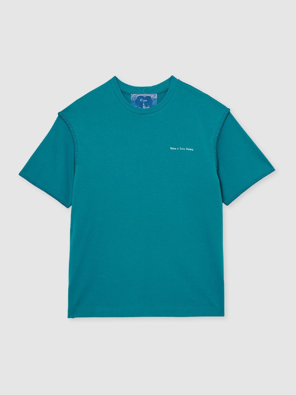 Reiss Reiss | Tom Daley Graphic-Print T-Shirt In Teal Green