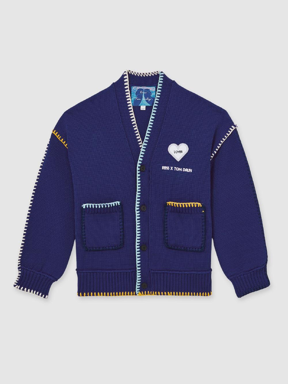 Reiss Reiss | Tom Daley Lover Knit Cardigan In Navy Blue