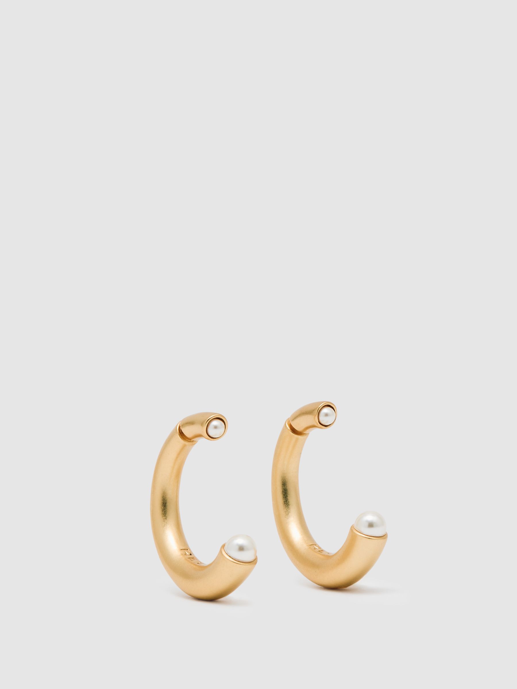 Reiss Tone Pearl Earrings In Gold