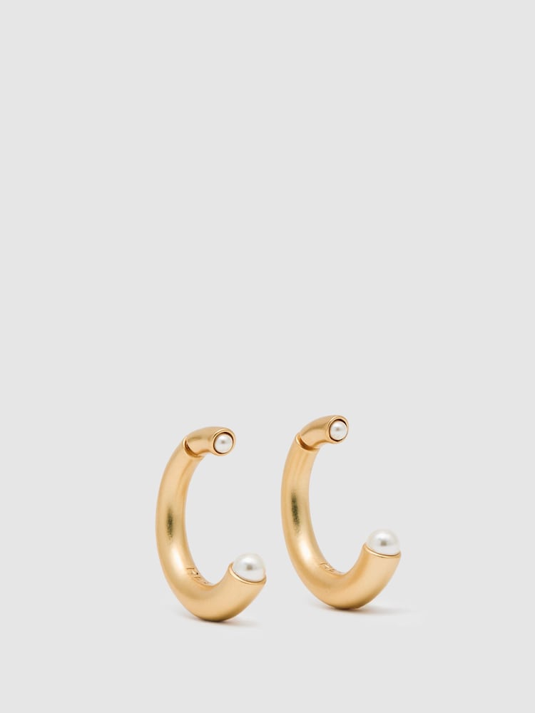 reiss Tone Pearl Earrings in Gold