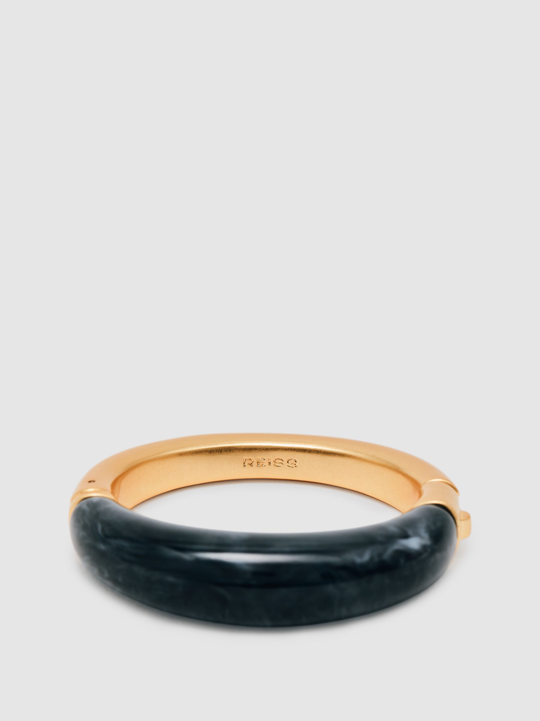 Reiss Tone Scoop Enamel Hinged Bangle In Gold