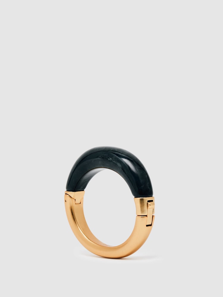 reiss Tone Scoop Enamel Hinged Bangle in Gold