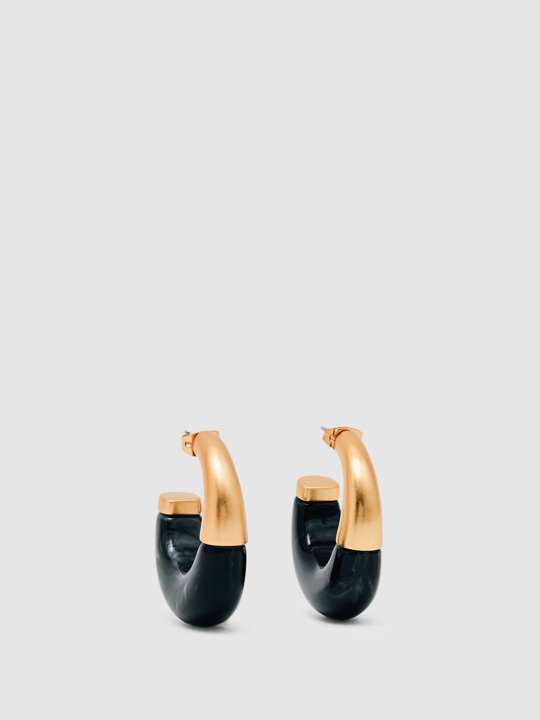 Reiss Tone Scoop Enamel Hoop Earrings In Gold