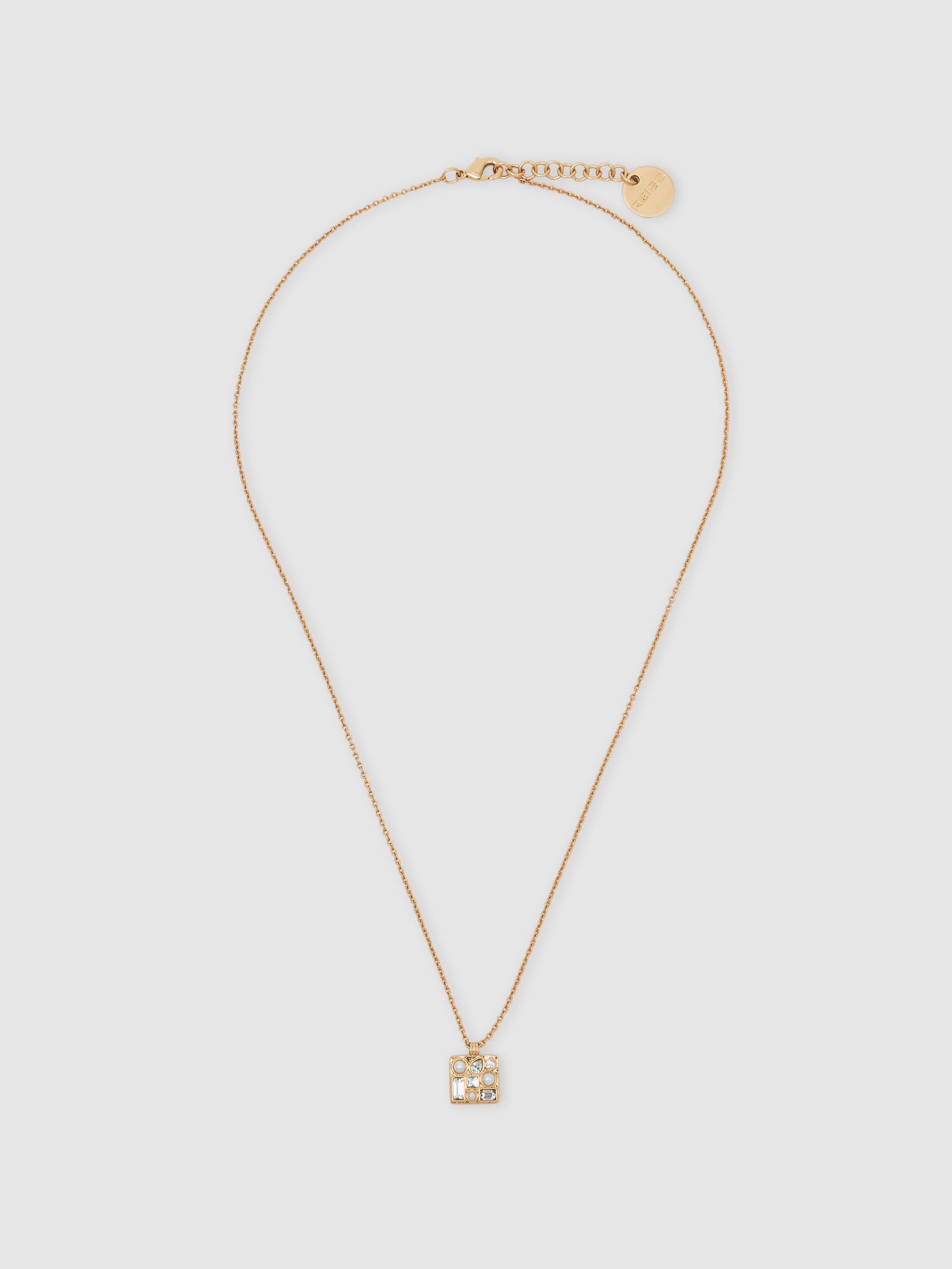 Reiss Tone Square Pendant Necklace In Gold