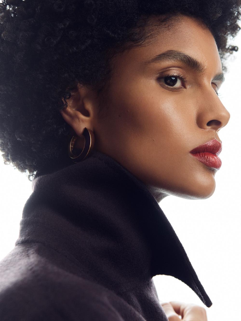 Reiss Tone Twist Enamel Hoop Earrings In Gold