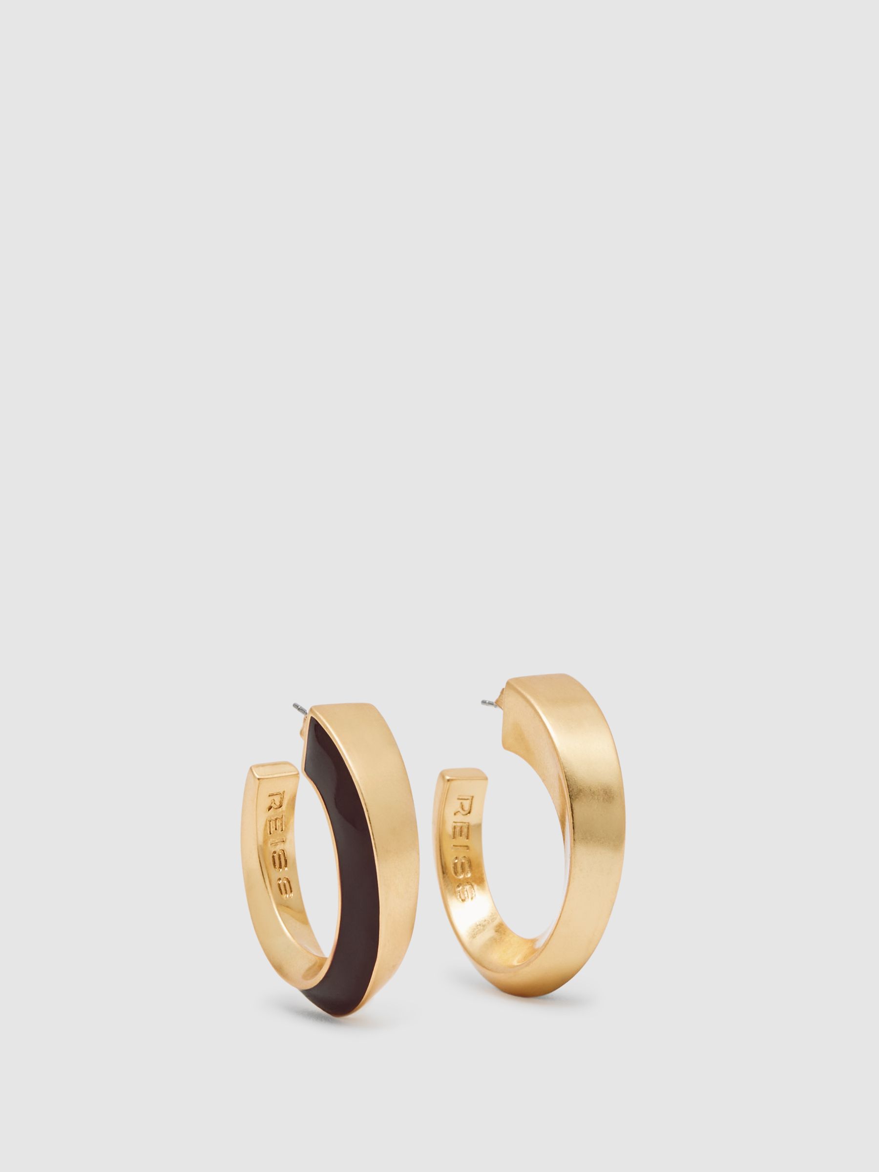 Reiss Tone Twist Enamel Hoop Earrings In Gold