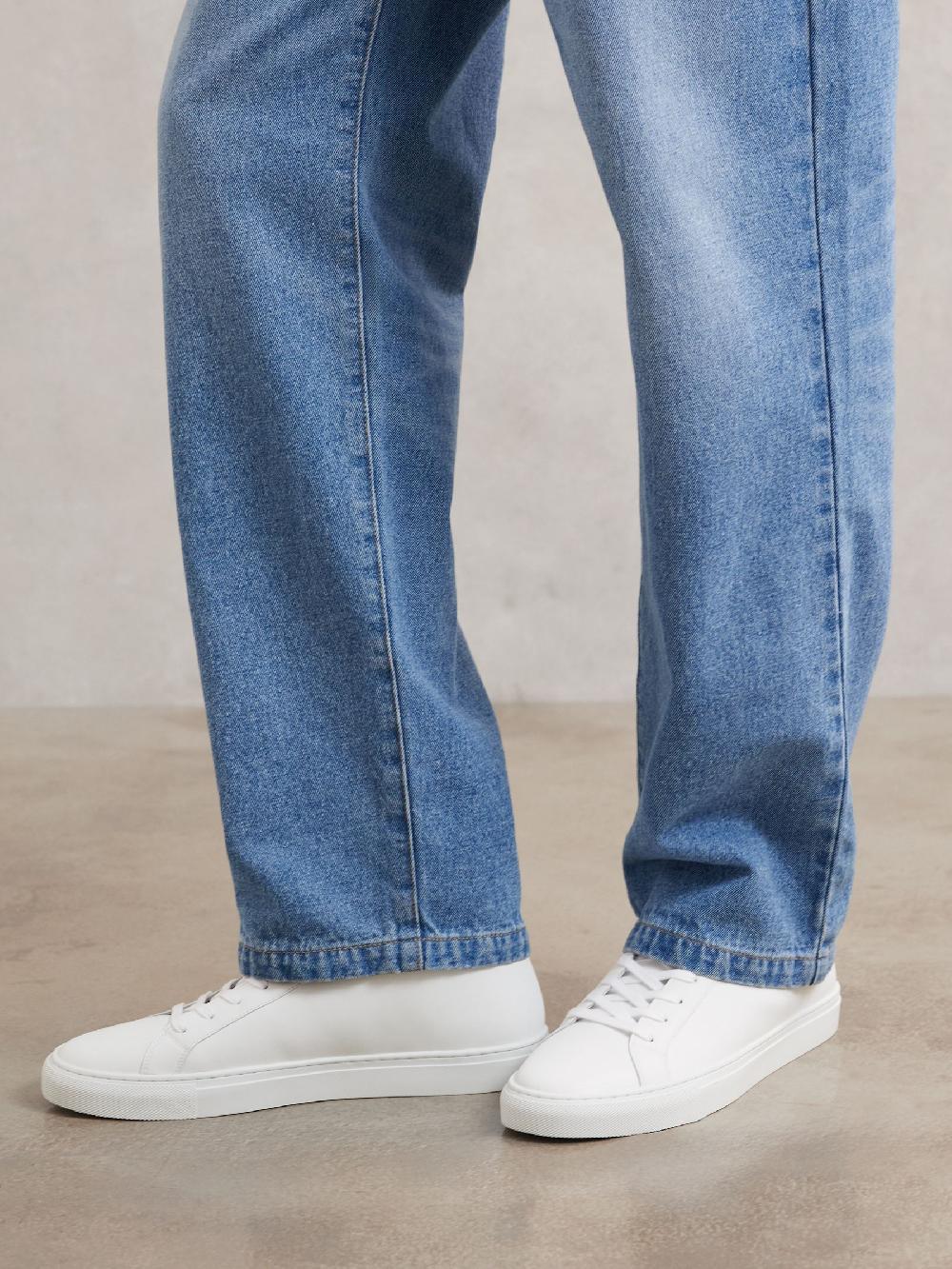 Reiss Tumbled-Leather High-Top Trainers In White